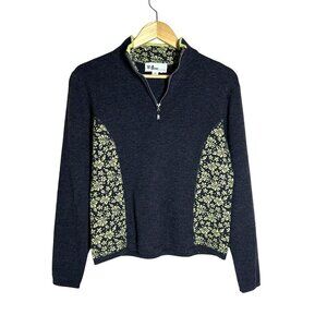 Neve Wool Quarter Zip Knit Pullover Sweater Womens Size L Nordic Ski Cabin Warm